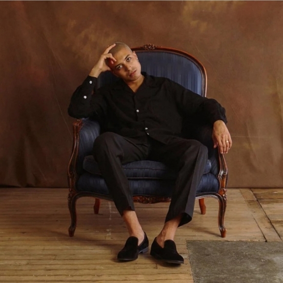 N.D.C. Hand-made in Italy Velvet Bowler Loafer Suede Leather Designer 45/12 Blue - Picture 1 of 8